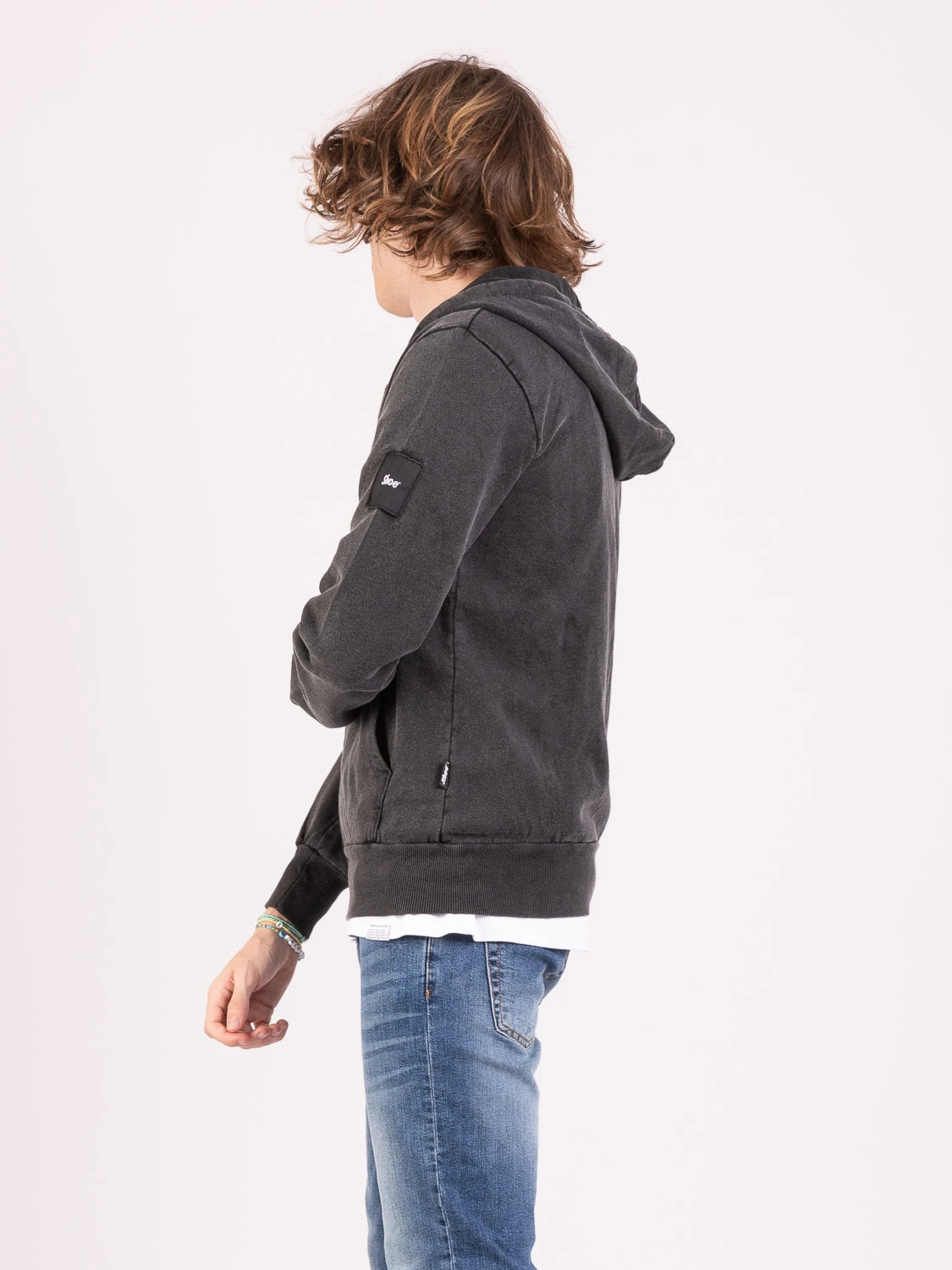 Felpa Zane Con Zip Nero Dyed 4 Felpa Zane Con Zip Nero Dyed - immagine 2