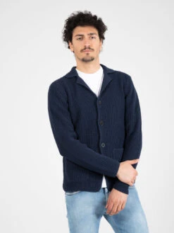 Giacca In Maglia Inglese Blu