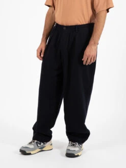 Pantaloni Oxford In Lana Navy