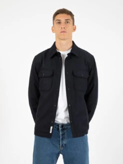 Woolrich Giacca Camicia Trapuntata Alaskan Wool Melton Blue